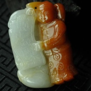 细糯种红翡缅甸翡翠“招财童子”挂件