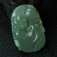 冰种晴水略带黄翡缅甸翡翠“金玉满堂”挂件
