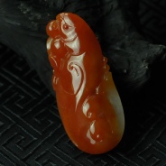 糯冰种红翡缅甸翡翠英明福寿挂件