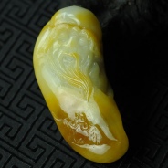 细糯种黄翡缅甸翡翠寿星挂件