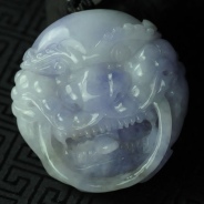 糯冰种紫罗兰缅甸翡翠怪兽头手玩
