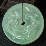 冰玻种晴水缅甸翡翠龙牌挂件