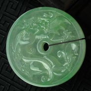冰玻种晴水缅甸翡翠龙牌挂件