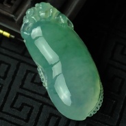 冰种飘花缅甸翡翠福瓜挂件