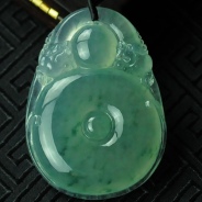 冰种飘花缅甸翡翠“福在眼前”挂件