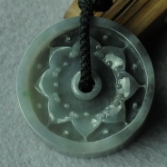 糯冰种水墨缅甸翡翠怀古挂件
