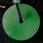 糯冰种翠色缅甸翡翠平安扣挂件