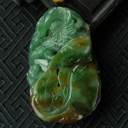 糯冰种蓝水三彩缅甸翡翠“大展鸿途”挂件