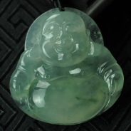 冰种飘花缅甸翡翠玉佛挂件