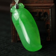 【瓜瓞绵绵】冰种正阳绿缅甸翡翠福瓜挂件