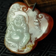 冰种三彩缅甸翡翠玉佛挂件
