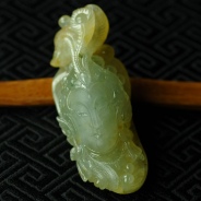 冰种黄翡飘花缅甸翡翠花木兰挂件