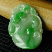 糯冰种飘翠缅甸翡翠如意寿挂件