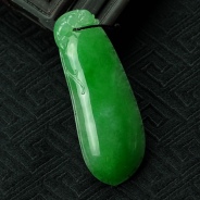 糯冰种阳绿缅甸翡翠满绿福瓜挂件