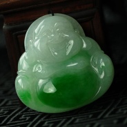 糯冰种正阳绿缅甸翡翠玉佛挂件