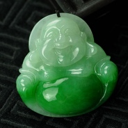 糯冰种正阳绿缅甸翡翠玉佛挂件