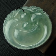 冰玻种飘花缅甸翡翠如意寿挂件