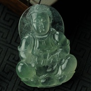 玻璃种晴水缅甸翡翠观音挂件