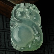 冰玻种晴水缅甸翡翠欢喜如意挂件