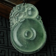 玻璃种飘绿花缅甸翡翠福在眼前挂件