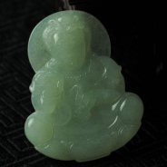 细糯种晴水缅甸翡翠观音挂件