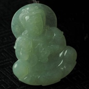 细糯种晴水缅甸翡翠观音挂件