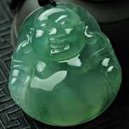 冰玻种飘花缅甸翡翠玉佛挂件