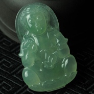 冰种晴水缅甸翡翠观音挂件