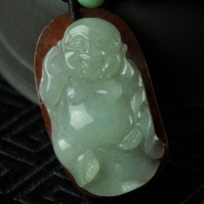 糯冰种红翡缅甸翡翠玉佛挂件