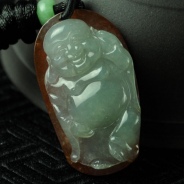 糯冰种红翡缅甸翡翠玉佛挂件