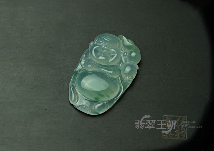 冰玻种飘花缅甸翡翠玉佛挂件