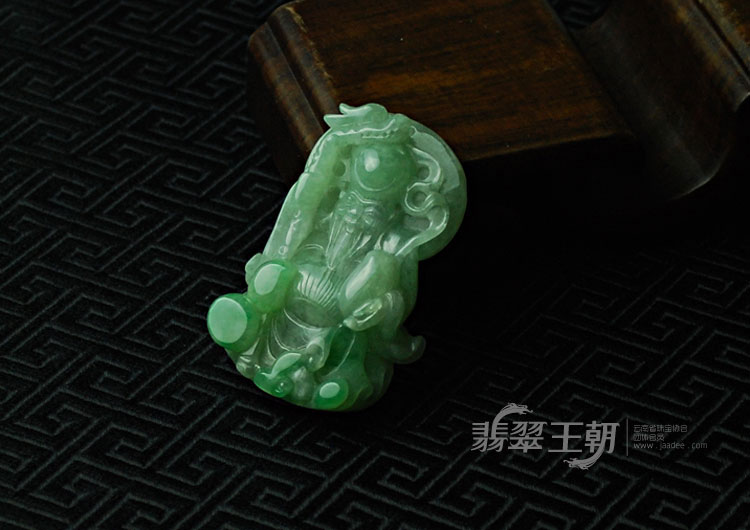 糯冰种飘翠缅甸翡翠寿星挂件