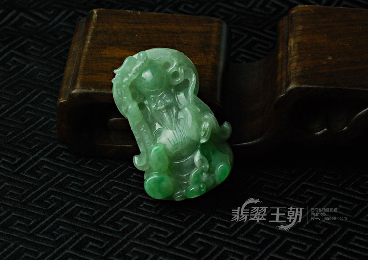 糯冰种飘翠缅甸翡翠寿星挂件