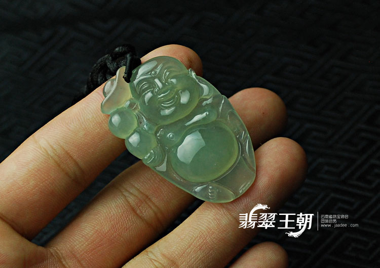 冰种晴水缅甸翡翠逍遥佛挂件