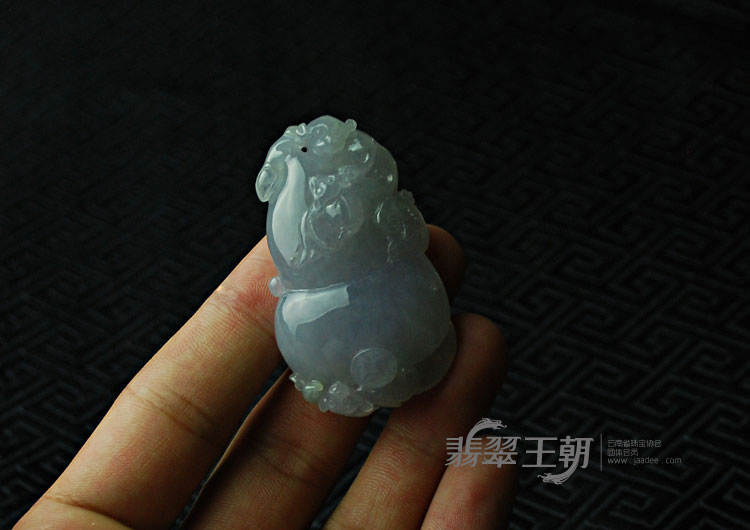糯冰种紫罗兰缅甸翡翠福禄寿挂件