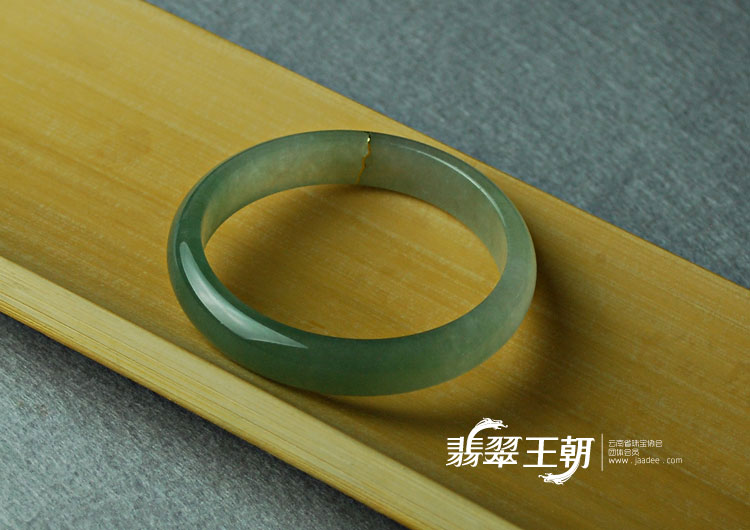 冰种蓝晴水缅甸翡翠贴金如意手镯（60.2）
