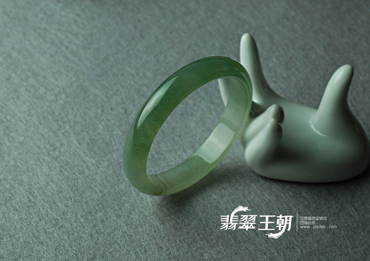 冰种蓝晴水缅甸翡翠贴金如意手镯（60.2）