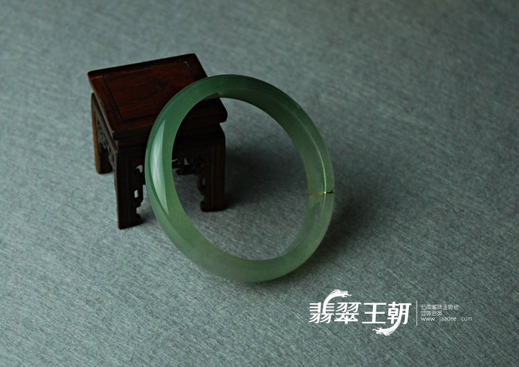 冰种蓝晴水缅甸翡翠贴金如意手镯（60.2）