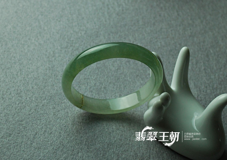 冰种蓝晴水缅甸翡翠贴金如意手镯（60.2）