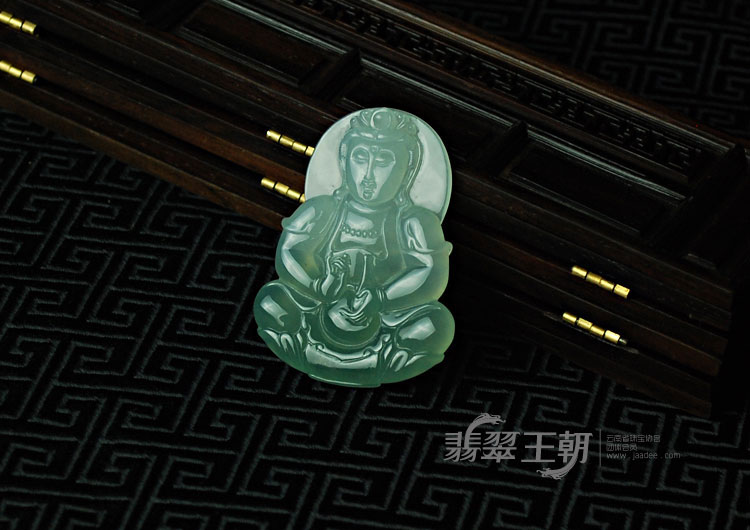 冰种晴水缅甸翡翠观音挂件