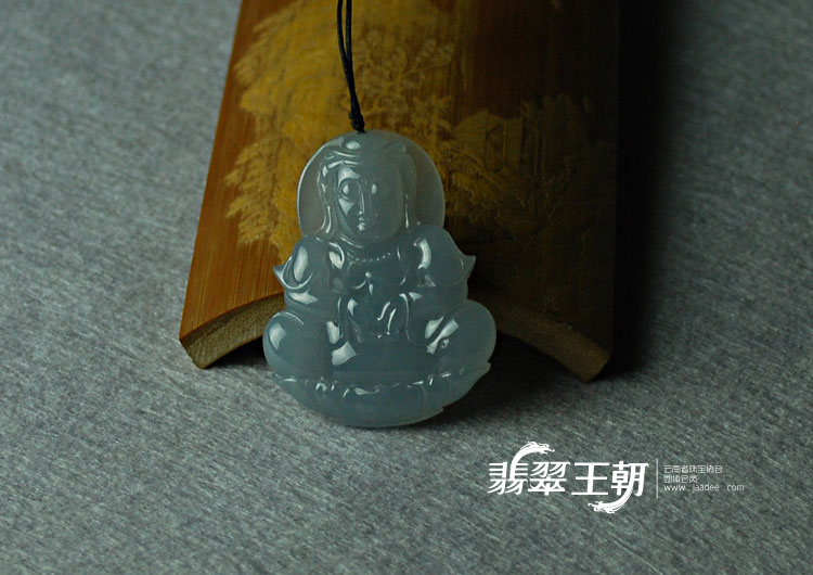 糯冰种紫罗兰缅甸翡翠观音挂件