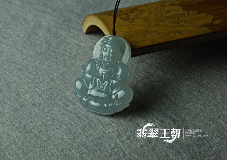 糯冰种紫罗兰缅甸翡翠观音挂件