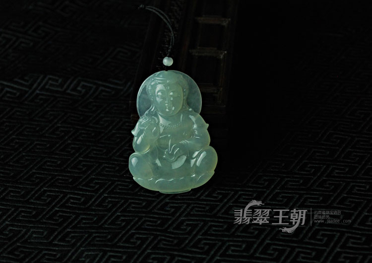 冰种晴水缅甸翡翠观音挂件