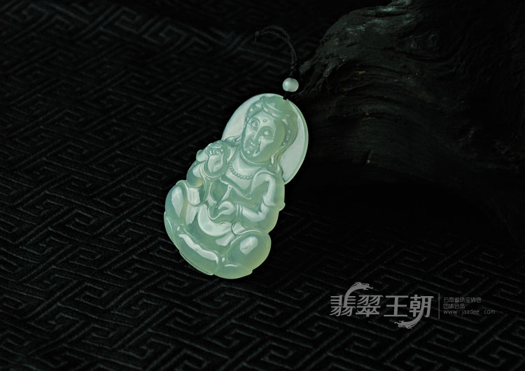冰种晴水缅甸翡翠观音挂件