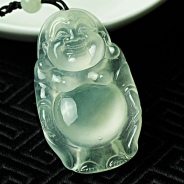 【福气祥和】玻璃种缅甸翡翠站佛挂件