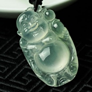 玻璃种缅甸翡翠站佛挂件