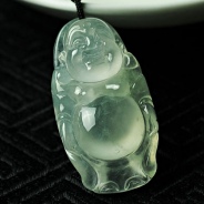 玻璃种缅甸翡翠站佛挂件
