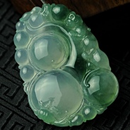 冰种飘花缅甸翡翠福禄寿挂件