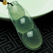 冰种晴水缅甸翡翠四季财豆挂件