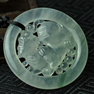 冰玻种飘花缅甸翡翠虎虎生威挂件